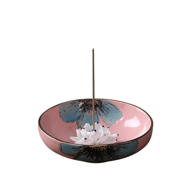 Lotus Leaf Ceramic Incense Burner Plate – Hand-Painted