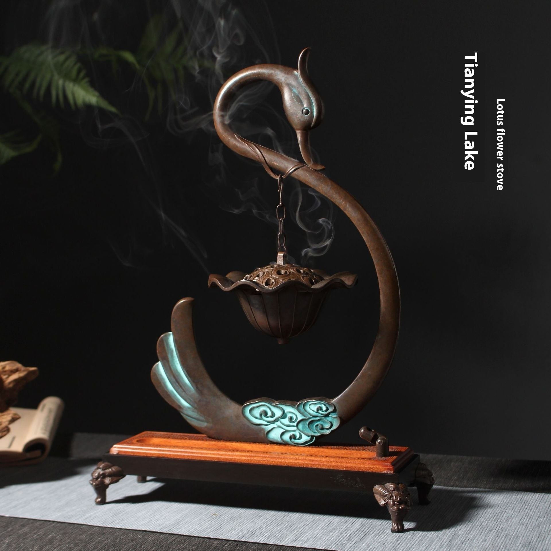 Whispering Petal: Hand-Painted Lotus Incense Burner